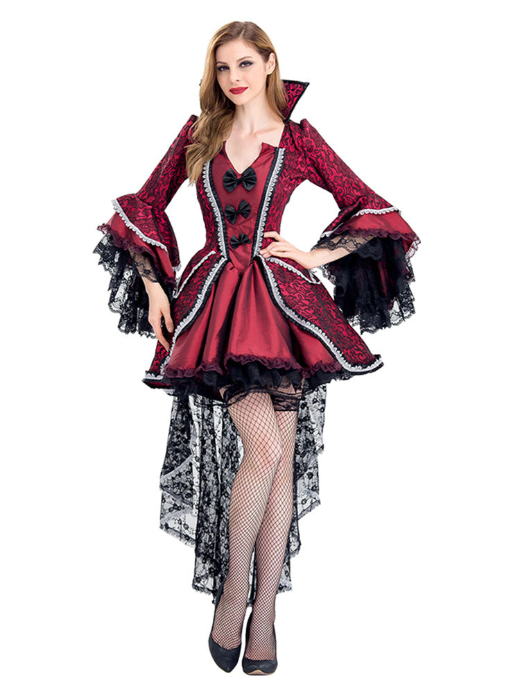 Womens Lace Bow Sexy Halloween Evil Queen Costume Ruby - PINK QUEEN ...