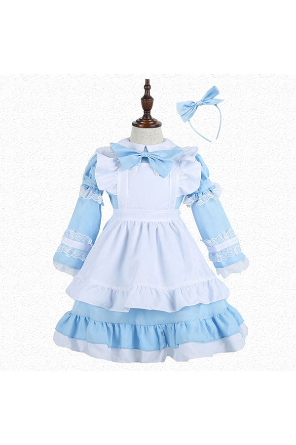 Halloween Alice In Wonderland Girl's Princess Maid Costume Blue - PINK ...